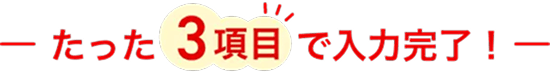 たった3項目で入力完了!