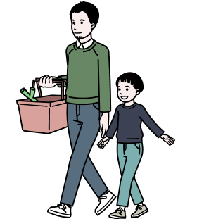 買い物をしている親子