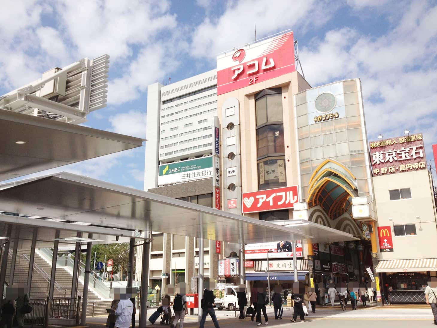 中野駅に着いたら、「北口」側に出ます。