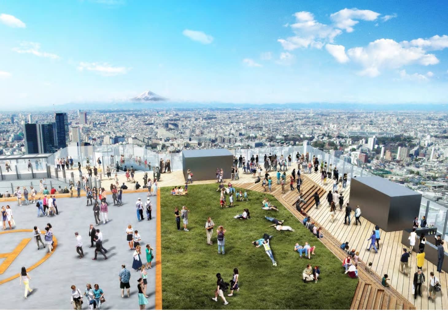 屋外展望施設と富士山の眺望イメージ