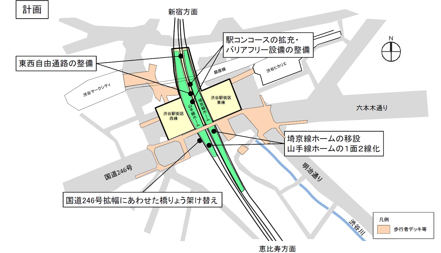 工事完了後の渋谷駅のイメージ