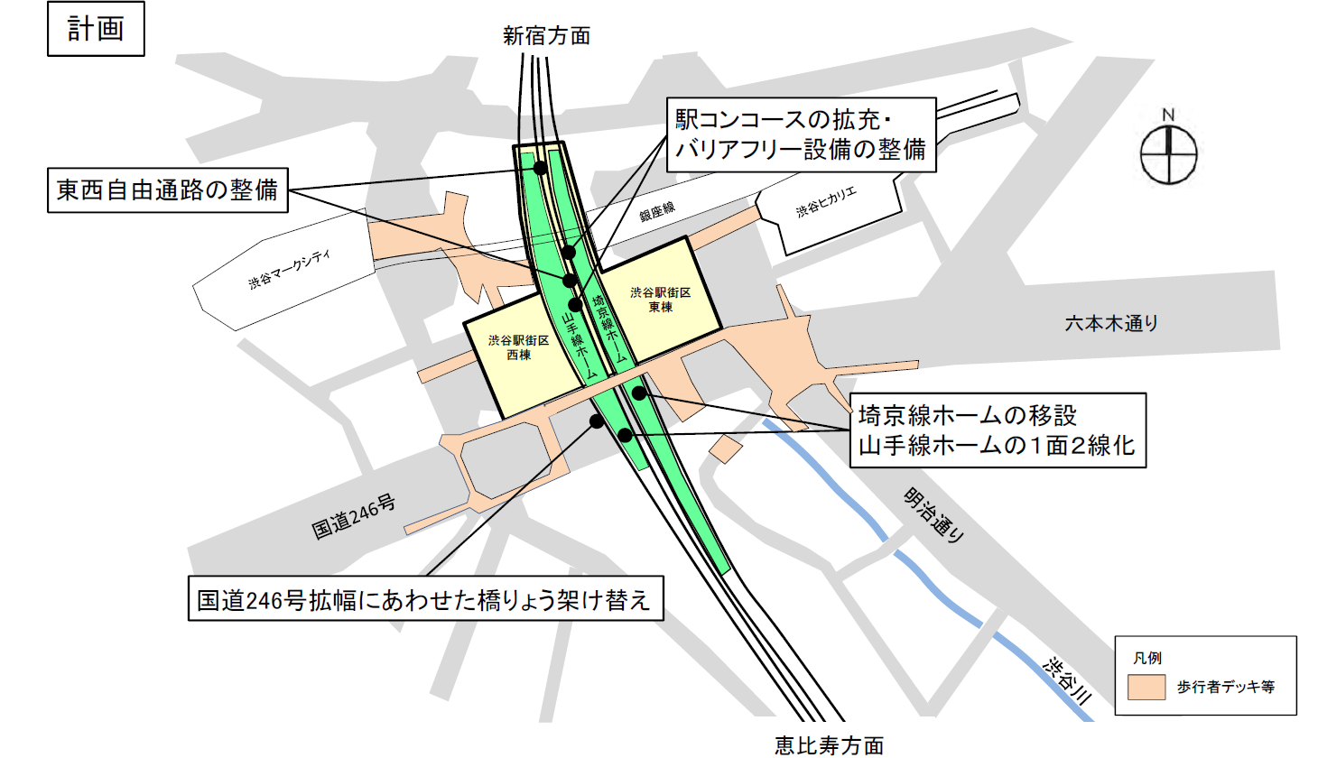 工事完了後の渋谷駅のイメージ